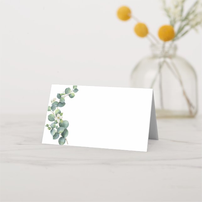 Folded Name Place Card-Greenery Place Card (Front)
