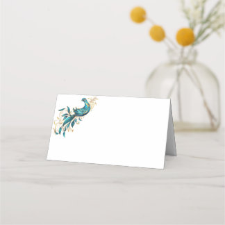 Folded Name Place Card-Peacock  Place Card