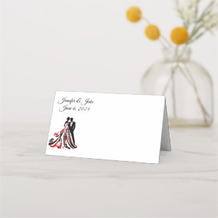 Folded Name Place Card-Wedding Couple Card