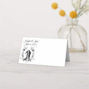 Folded Name Place Card-Wedding Couple Card
