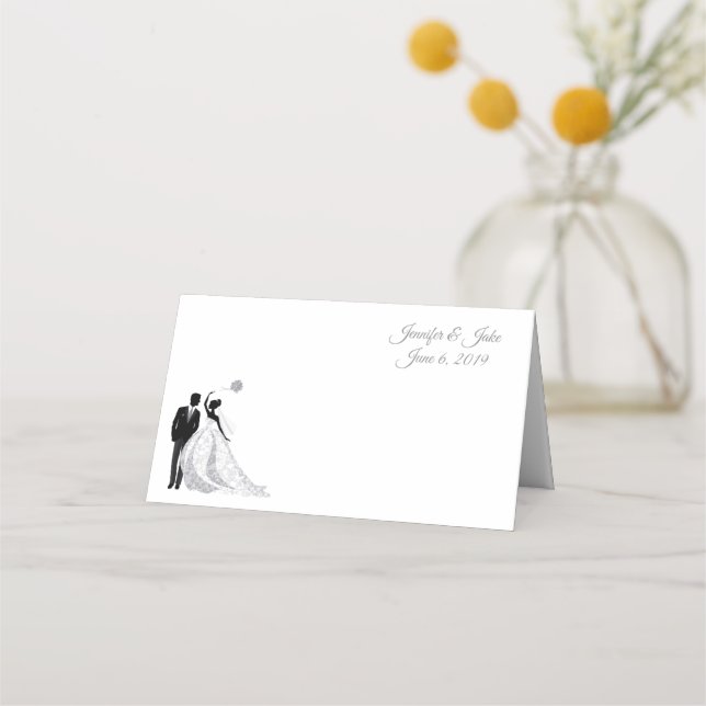 Folded Name Place Card-Wedding Couple-Custom Names Card (Front)