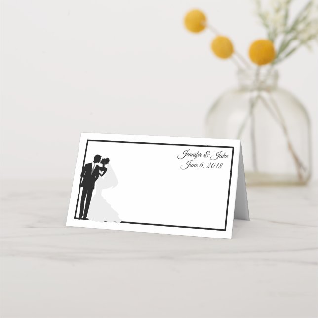 Folded Name Place Card-Wedding Couple-Custom Names Card (Front)