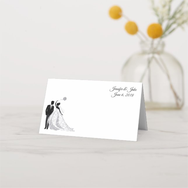 Folded Name Place Card-Wedding Couple-Custom Names Card (Front)