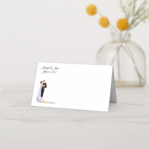 Folded Name Place Card-Wedding Couple-Custom Names Card