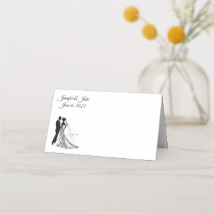 Folded Name Place Card-Wedding Couple Place Card