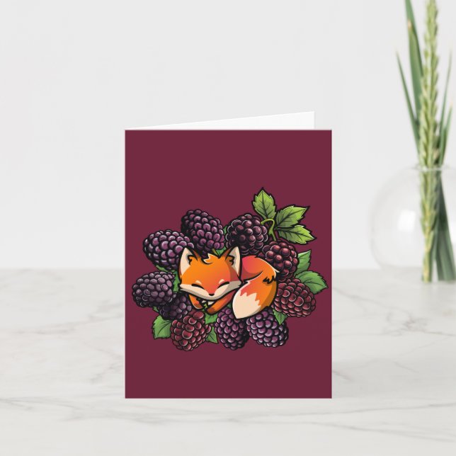 Folded Note Card: Blackberry Fox Card (Front)