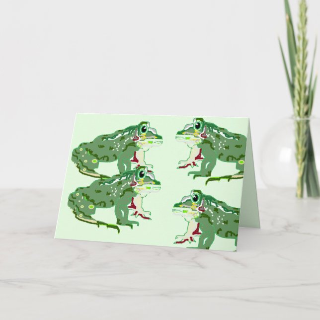 Folded Note Card Blank inside : Frogs (Front)