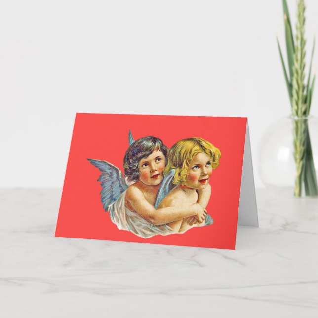 Folded Note Card CHRISTMAS ANGELS CUSTOM NAME (Front)