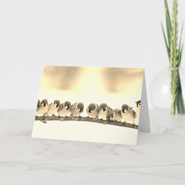 Folded Note Card SMALL BIRDS ON A BRANCH (Front)