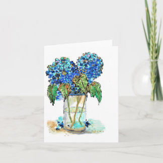 Folded Note Card-watercolor of hydrangeas Card
