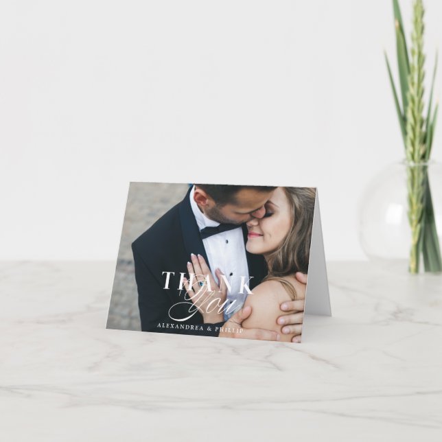 Folded Photo Wedding Thank You Note Card (Front)
