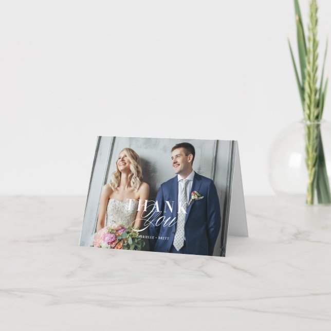 Folded Photo Wedding Thank You Note Card (Front)