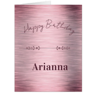 Folded Pink Stainless Steel Birtday Card Metallic