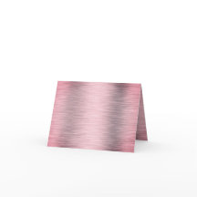 Folded Pink Stainless Steel Greeting Card Metallic