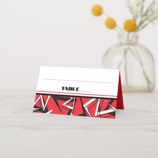 Folded Red, Black, White Place Card (Front)