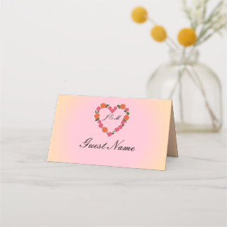 Folded rose and orange wedding place card