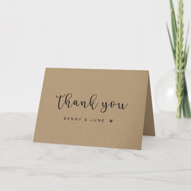 Folded Rustic Wedding thank you Cards (Front)