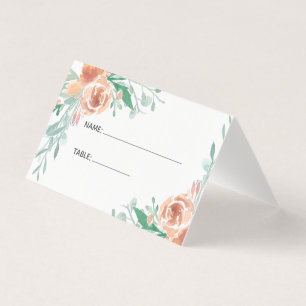 Folded table name business card