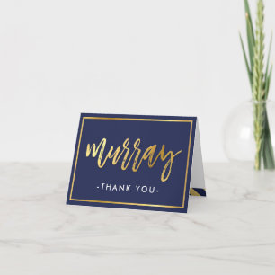 FOLDED THANK YOU bar mitzvah gold navy blue MURRAY Card