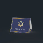 FOLDED THANK YOU bar mitzvah gold star navy blue Card<br><div class="desc">[ NOTE - THE GOLD EFFECT IS A PRINTED PICTURE ] A modern, simple design for a THANK YOU CARD Setup as a template it is simple for you to add your own details, or hit the customise button and you can add or change text, fonts, sizes etc TIP ::...</div>