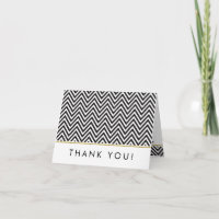 FOLDED THANK YOU bold chevron pattern black gold