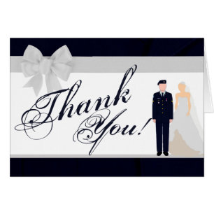 Folded Thank You Card ARMY Uniform Blues Bride