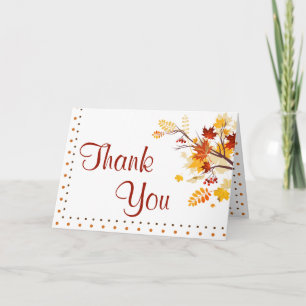 Folded Thank You Card Autumn Branch Leaves
