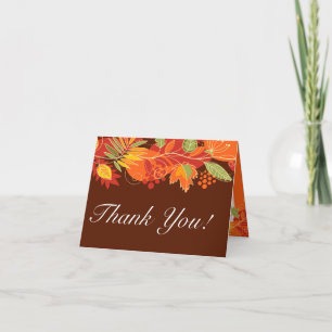 Folded Thank You Card Autumn Leaves Fall Floral