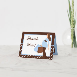 Folded Thank you Card Blue Mod Mum Polka Dots