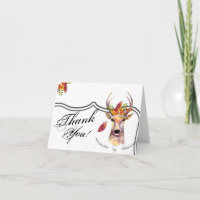 Folded Thank You Card Boho Deer Buck Head Browning