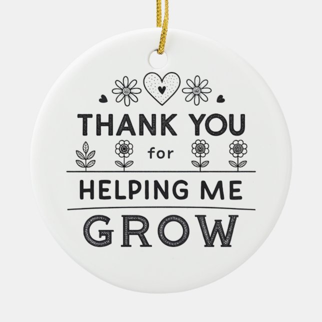 Folded Thank You Card Ceramic Tree Decoration (Front)