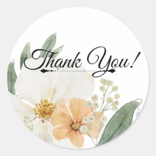 Folded Thank You Card Classic Round Sticker