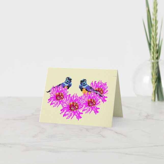Folded Thank You Card : Colourful Birds (Front)