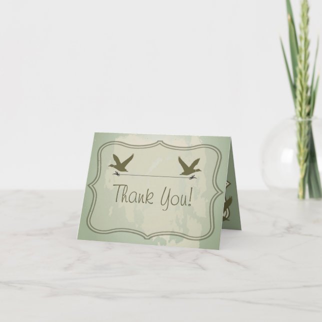 Folded Thank You Card Country Duck Hunting Rustic (Front)