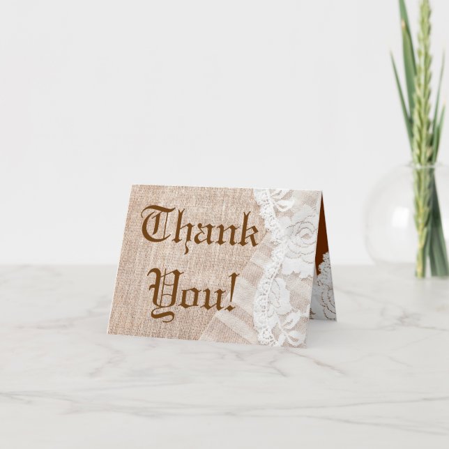 Folded Thank You Card Country Lace Handkerchief (Front)