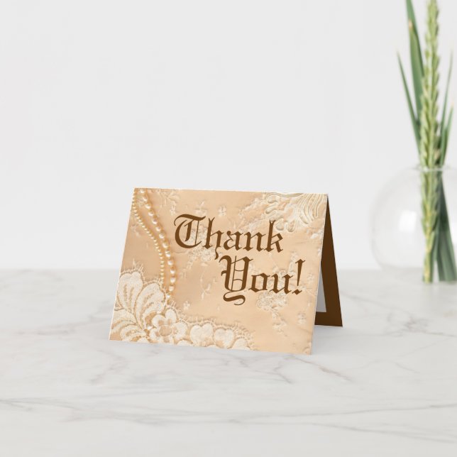 Folded Thank You Card Country Lace Victorian Vinta (Front)