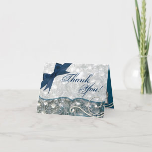 Folded Thank You Card Cracked Ice Winter Snow Iced