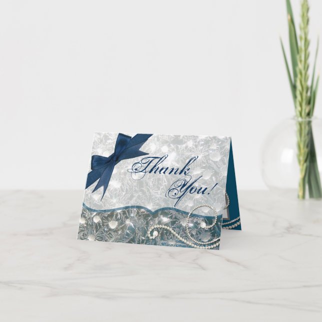 Folded Thank You Card Cracked Ice Winter Snow Iced (Front)