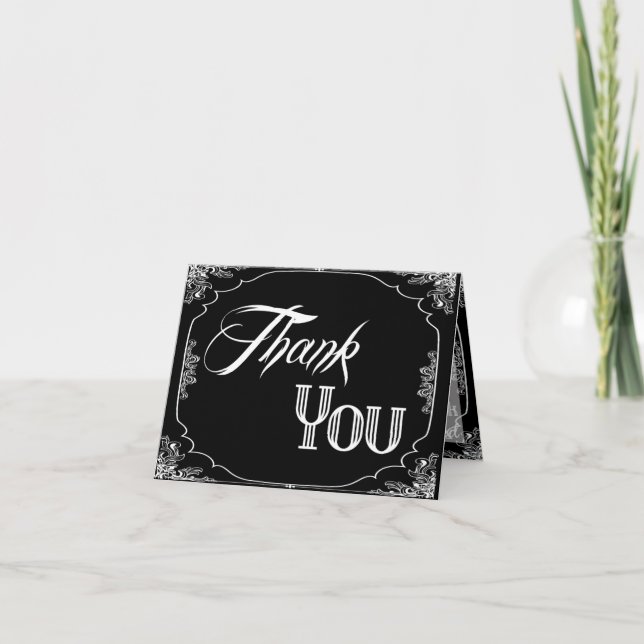Folded Thank You Card Eat Drink Be Married Black (Front)