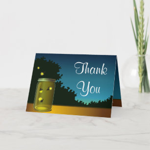 Folded Thank You Card Fireflies and Mason Jars