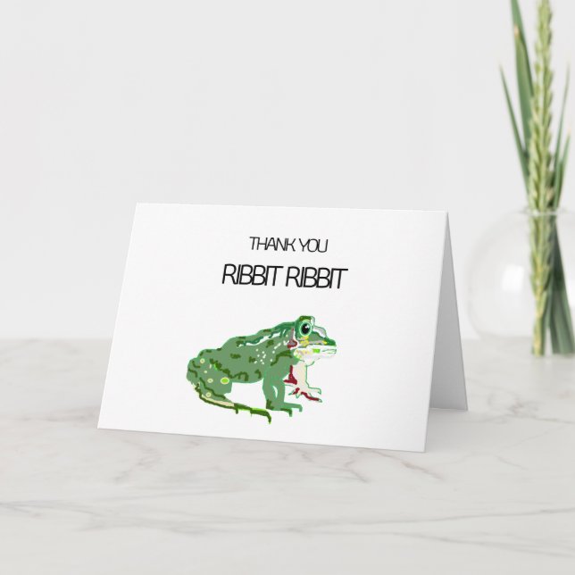 Folded Thank You Card   : Frog Ribbit, Ribbit (Front)