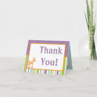 Folded Thank You Card Furry Woodland Animals