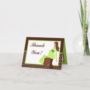 Folded Thank you Card Green Mod Mum Polka Dots
