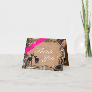 Folded Thank You Card Hunters Camo Camoflauge Deer