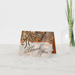 Folded Thank You Card Hunting Couple Deer Doe Buck