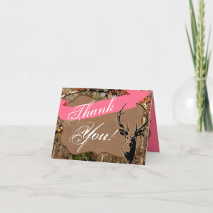 Folded Thank You Card Hunting Deer Buck Head Camo