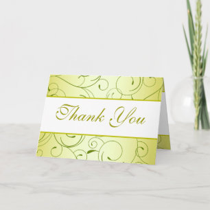 Folded Thank You Card Lime Green Pear Swirls