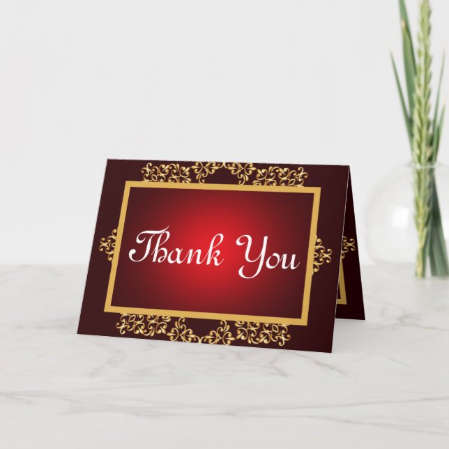 Folded Thank You Card Lord Ganesha/Hindu Red Spiri (Front)