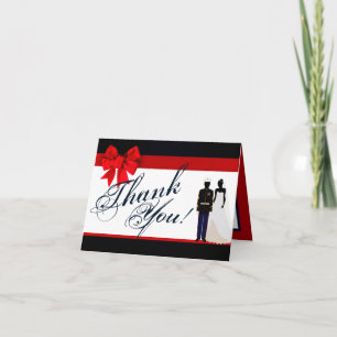 Folded Thank You Card Marine Uniform Groom Bride