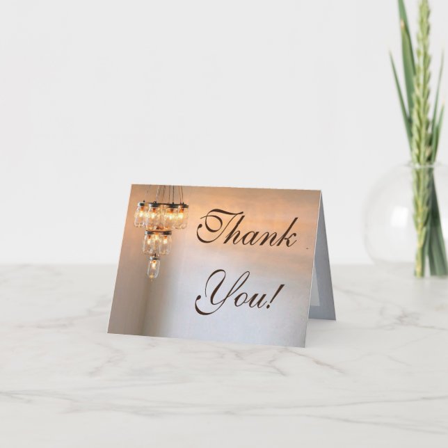 Folded Thank You Card Mason Jar Chandelier Candle (Front)
